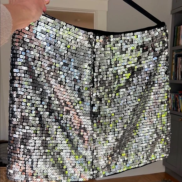 Reformation Silver Sequin Mini Skirt - Picture 5 of 5